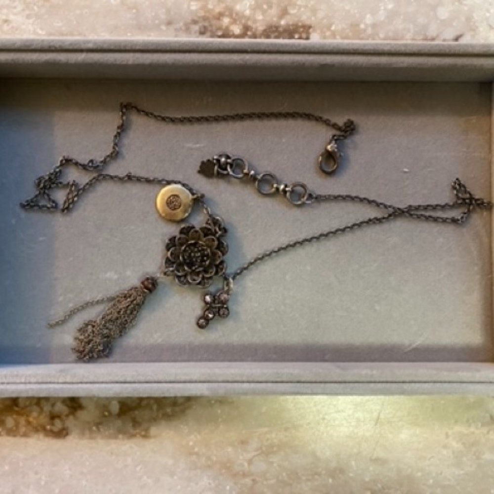 Lucky Brand Lotus Long Charm Necklace